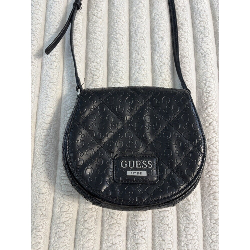 VINTAGE Guess Logo All over Black Crossbody Purse - 1980s collectors bag